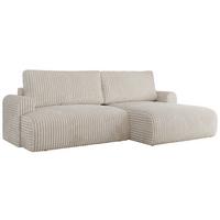 ECKSCHLAFSOFA TONO L Creme Cord - rechts - Creme/Schwarz, Kunststoff/Textil (150/260cm) - MKS