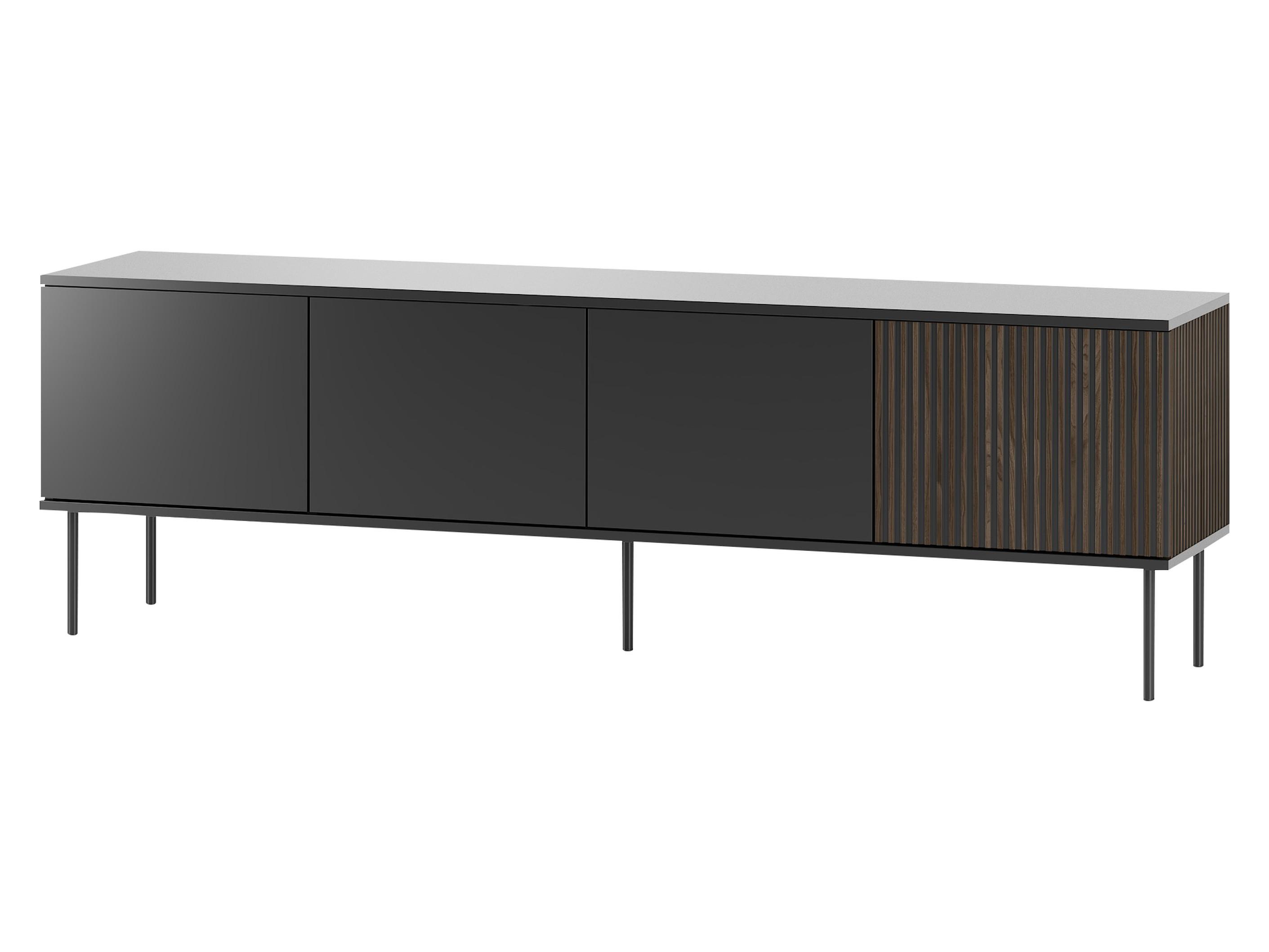 TV-LOWBOARD 180 4D Notte 07 - Nussbaumfarben/Schwarz, Holzwerkstoff/Metall (182/57/39cm) - MIRJAN24
