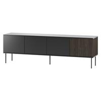 TV-LOWBOARD 180 4D Notte 07 - Nussbaumfarben/Schwarz, Holzwerkstoff/Metall (182/57/39cm) - MIRJAN24