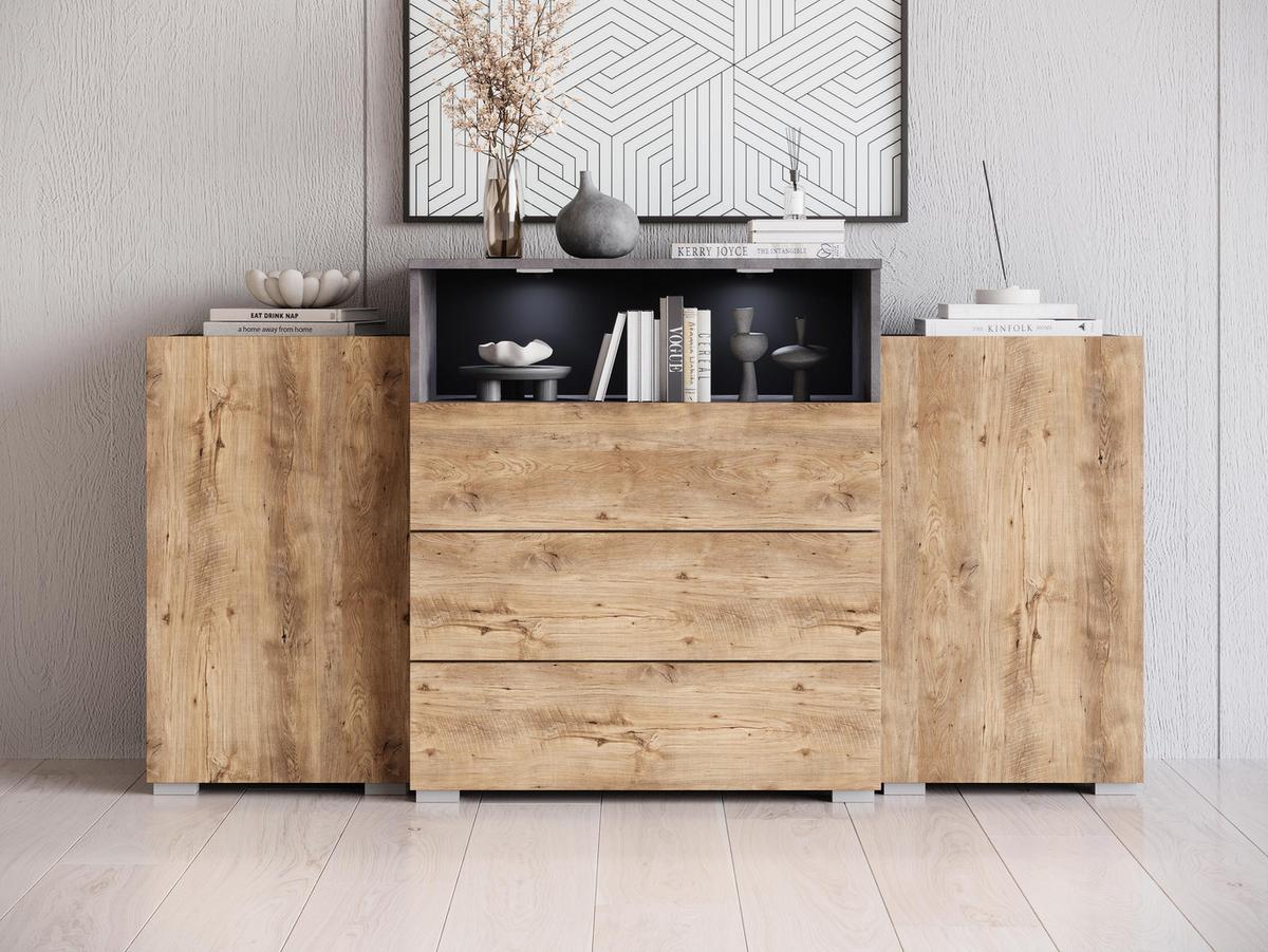 SIDEBOARD Urban III - Alufarben/Braun, Holzwerkstoff/Kunststoff (150/81/39cm) - MIRJAN24