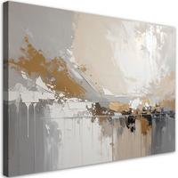 LEINWANDBILDER, Beigefarbene moderne Abstrakt - Grau, Textil (45/30cm) - Feeby