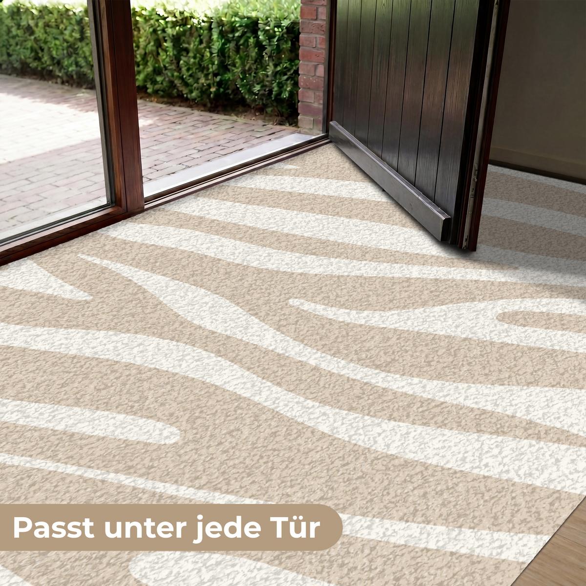 FUSSMATTE Zebramuster - Beige - Weiß - Tiermuster Schmutzfänger 180x120 cm - Beige, Kunststoff (180/0.4cm) - MuchoWow