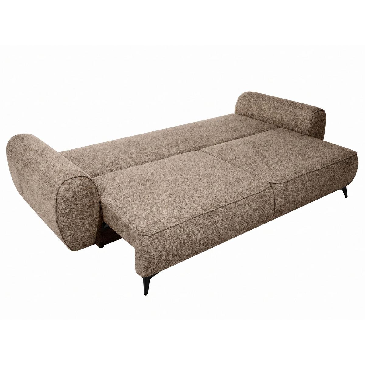 SCHLAFSOFA Vito 3-Sitzer mit Bettkasten, DL-System, Chenille-Stoff, Braun - Schwarz/Braun, Textil (256/90/99cm) - Beautysofa