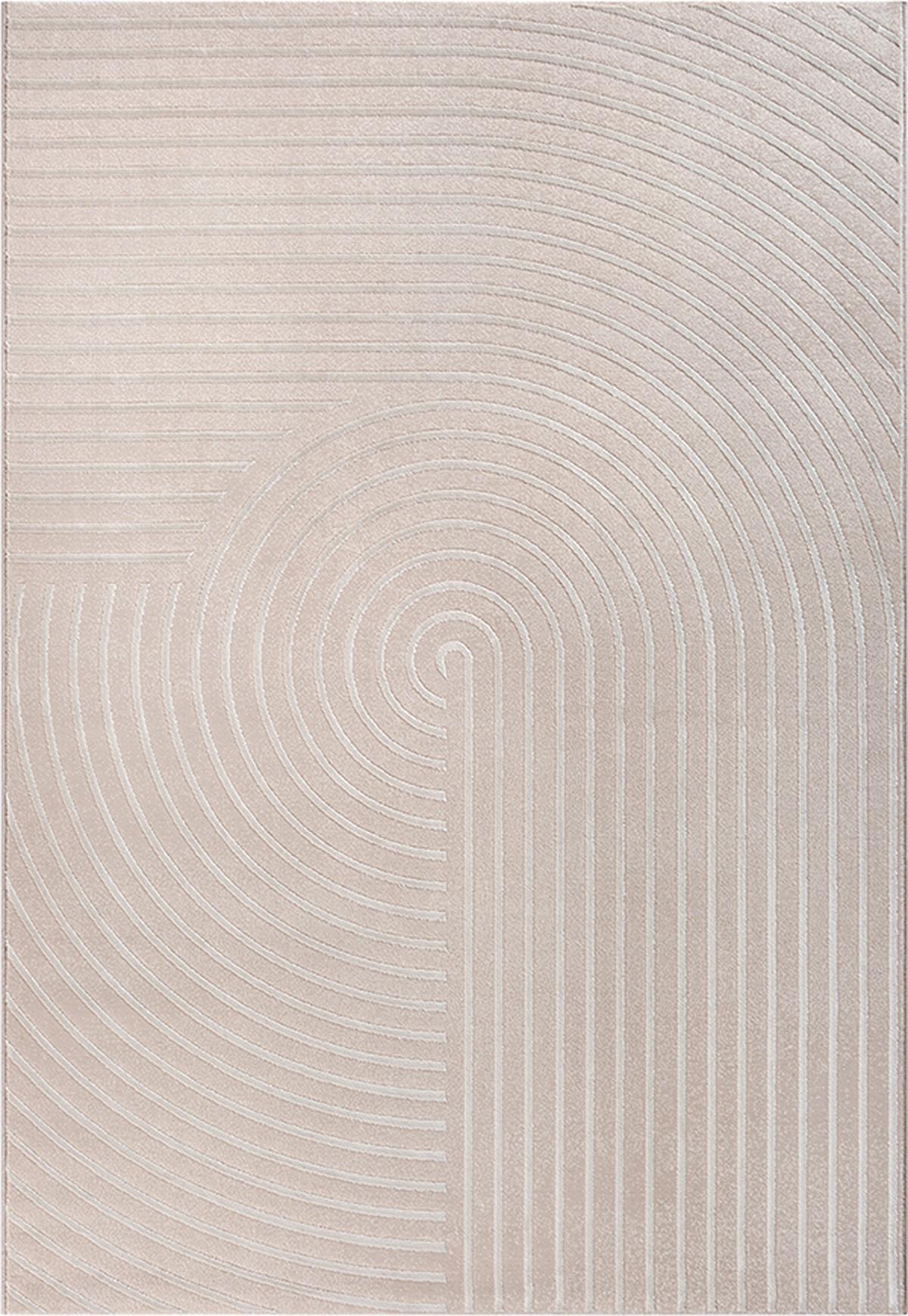 KURZFLORTEPPICH Geometrisch ERESMA Polyester Beige 140 x 200 cm - Beige, Textil (140/200cm) - KADIMA DESIGN