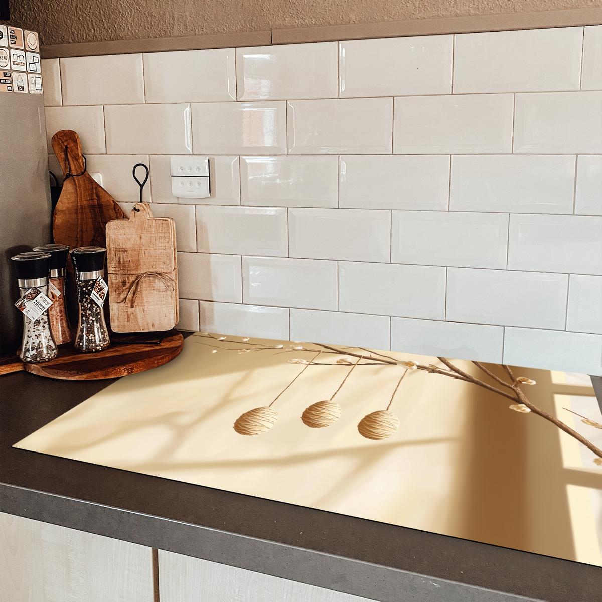 HERDABDECKPLATTE Beige - Osterkuchen - Eier Ceranfeldabdeckung 85x52 cm - Beige, Kunststoff (85/52/0.2cm) - MuchoWow