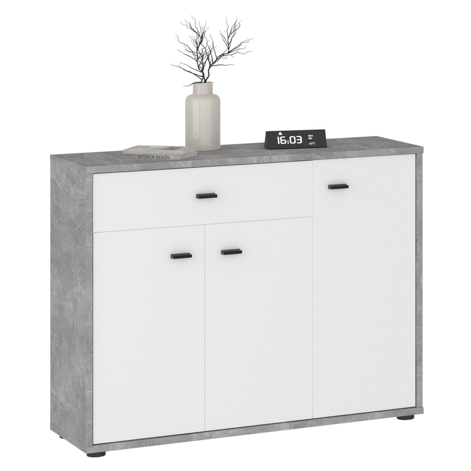 KOMMODE VIKA Betonoptik/weiß - Weiß/Grau, Holzwerkstoff (89/70/30cm) - IDIMEX