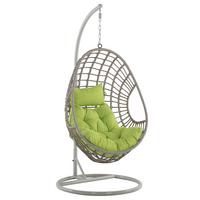 HÄNGESESSEL mit Gestell PE Rattan taupe 96 cm Arpino - Taupe/Grün, Kunststoff (96/200/96cm) - Beliani