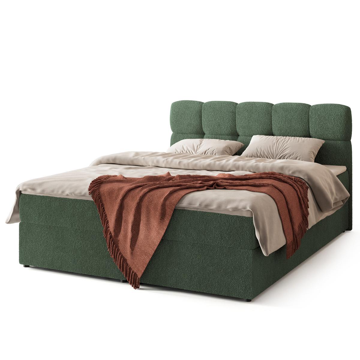 BOXBETT MERU 140x200 cm mit Matratze und Topper - Grün - Grün, Holz (140/200cm) - MASSENO