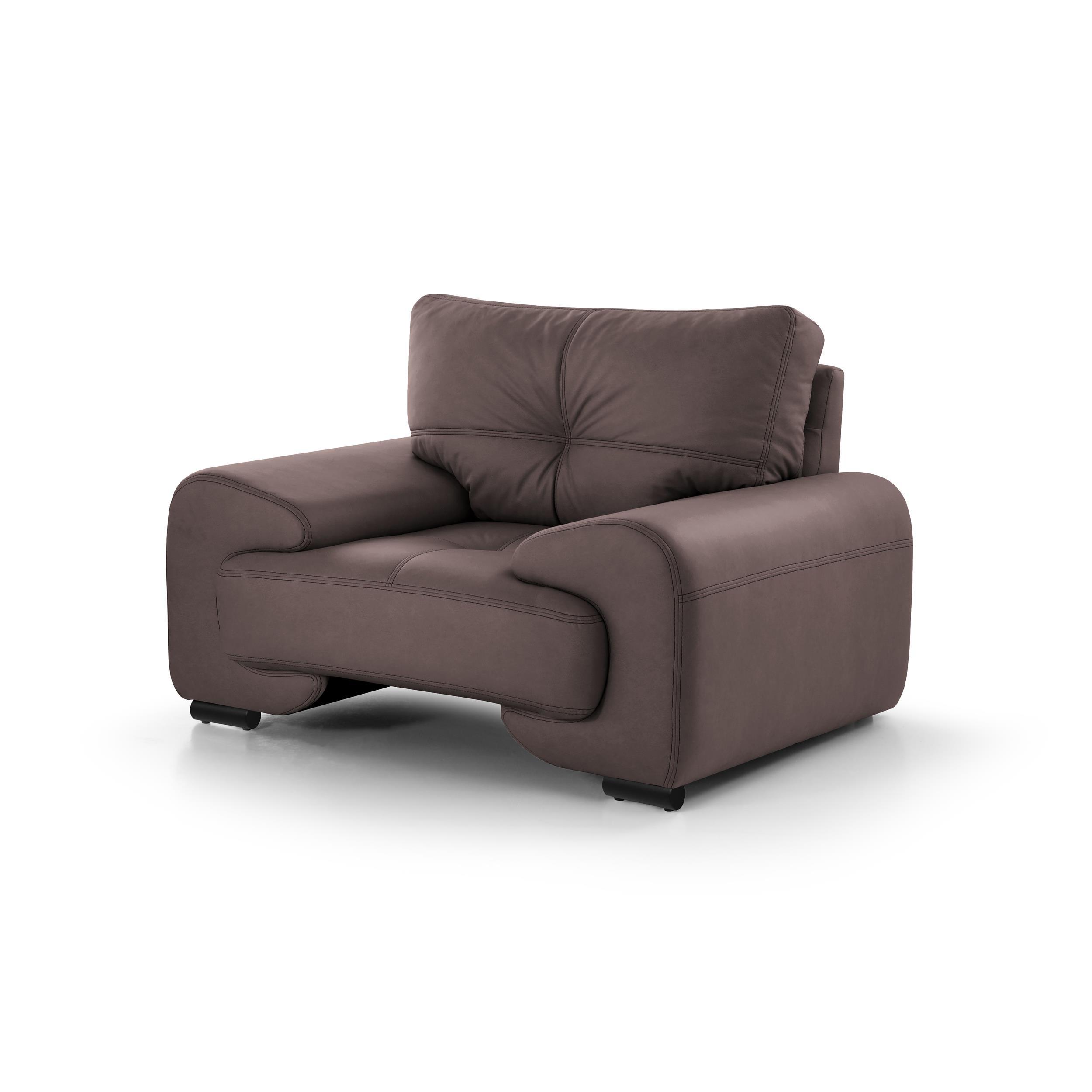 RELAXSESSEL Omega aus Kunstleder, Dunkelbraun - Dunkelbraun/Schwarz, Leder (128/88/98cm) - Beautysofa