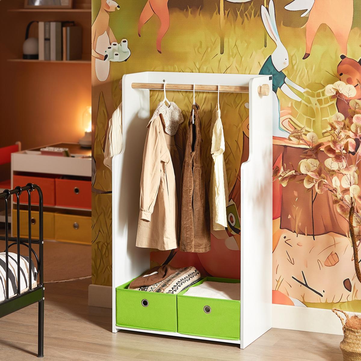 KINDERGARDEROBE Weiß - Weiß/Grün, Holzwerkstoff (60/110/35cm) - SoBuy