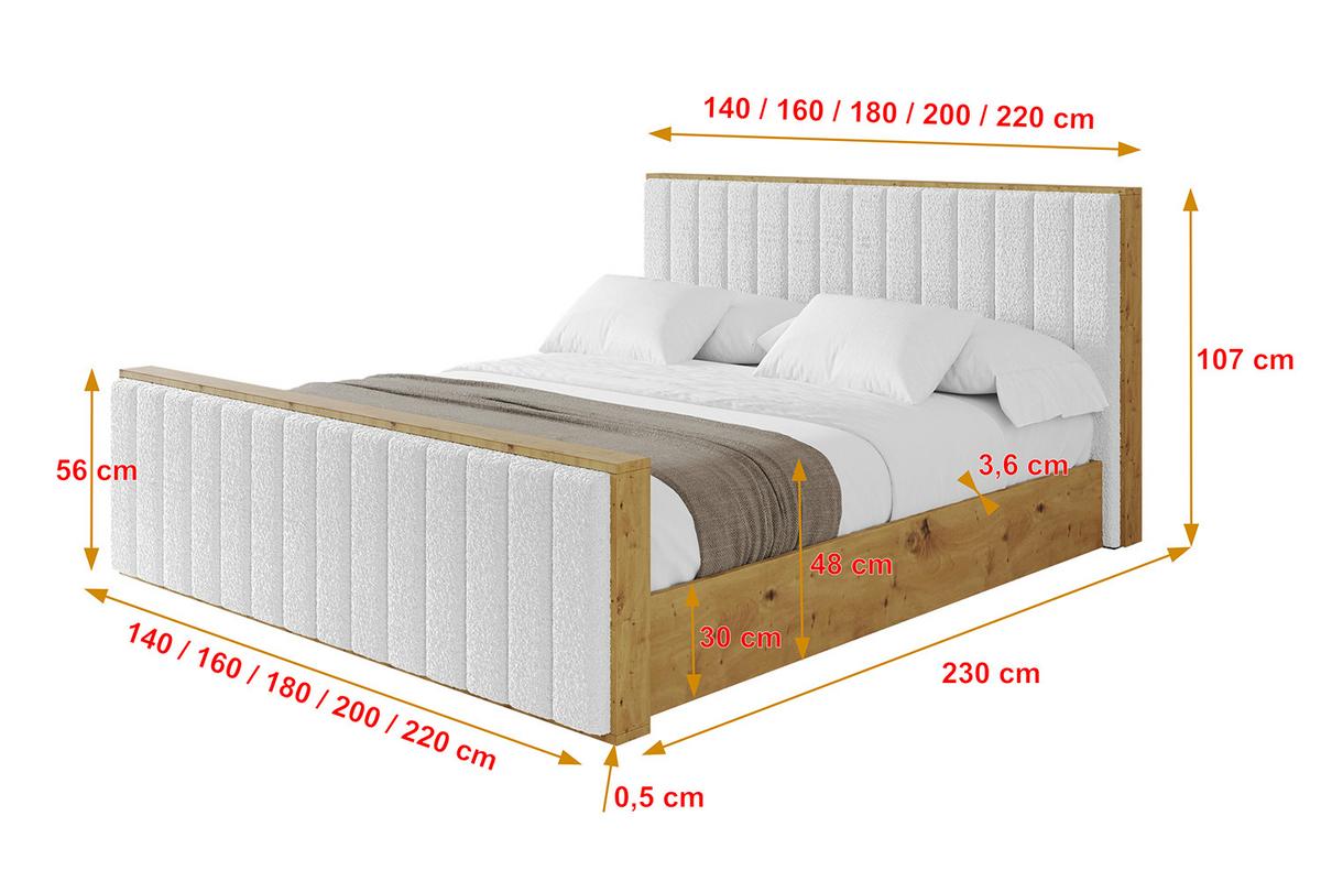 POLSTERBETT mit Bettkasten, Fußteil und Lattenrost, Boxbett mit Matratze H3/H4 - ENZO4-Z 180x200 Weiß - Weiß, Holzwerkstoff/Textil (180/200cm) - ALTDECOR