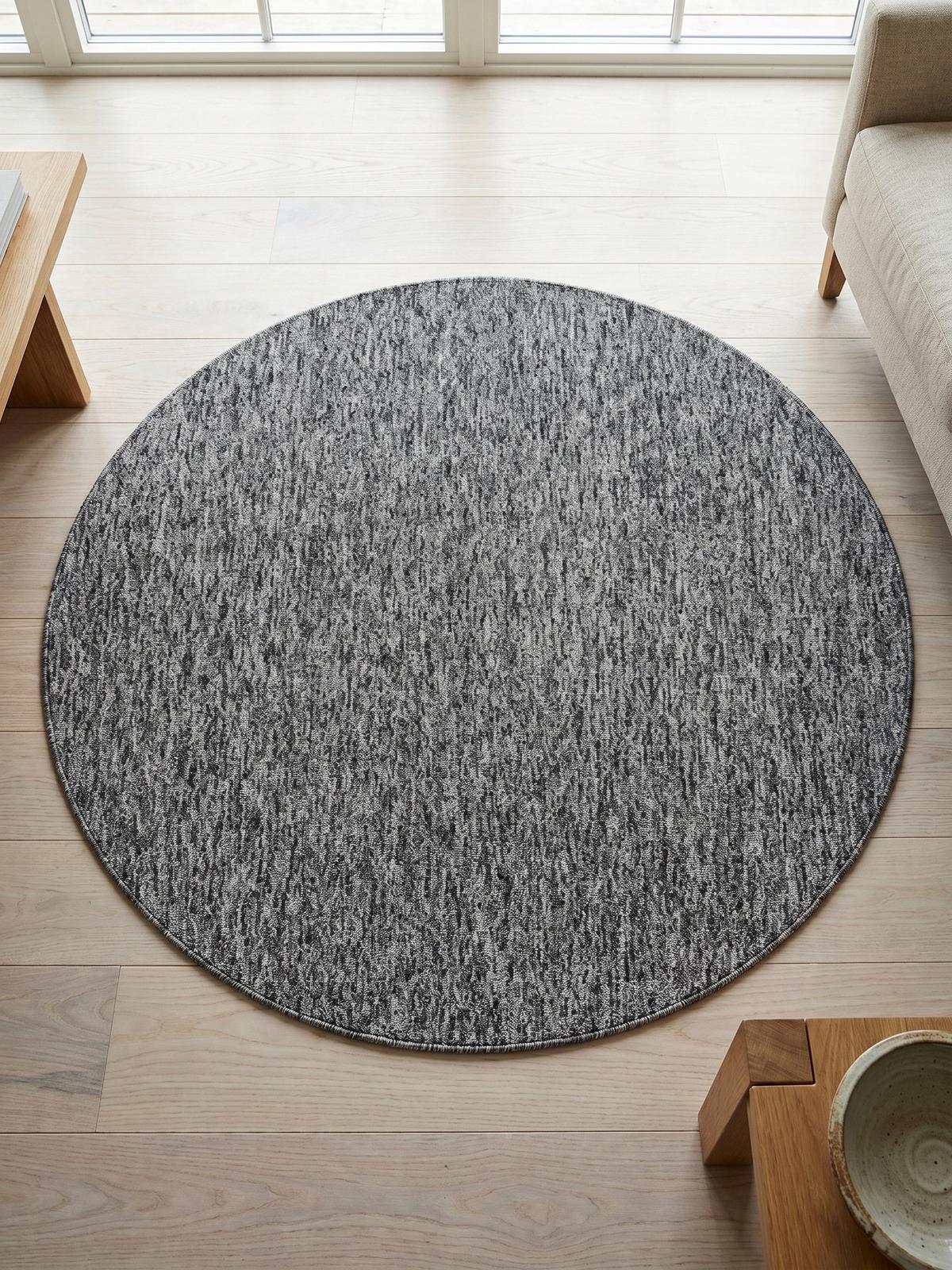 TEPPICH Kurzflor AMMER in Grau, einfarbig, Ø 120 cm - Grau, Textil (120/120cm) - KADIMA DESIGN