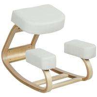 KNIESTUHL Birke Polyester Cremeweiß - Creme, Holz (51/58/69cm) - Vinsetto