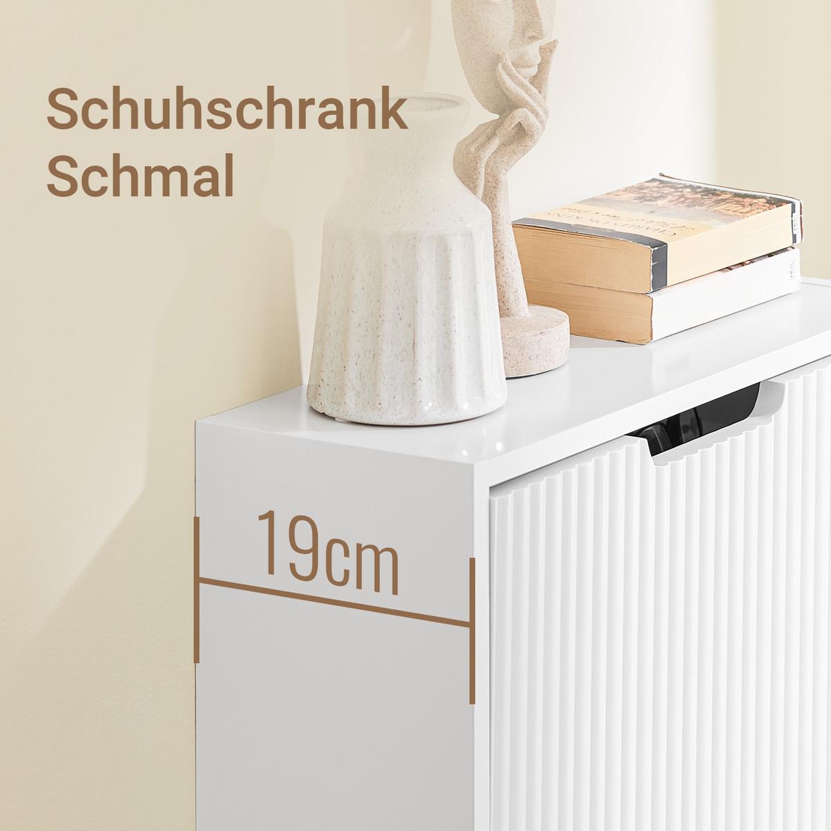 SCHUHSCHRANK Schmal, Schuhkipper Weiß 50x100x19cm - Weiß, Holzwerkstoff (50/100/19cm) - SoBuy