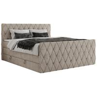 BOXSPRINGBETT MIREN KING DUO 200/200 Beige Struktur - H3 - Beige, Holz/Textil (200/200cm) - MKS