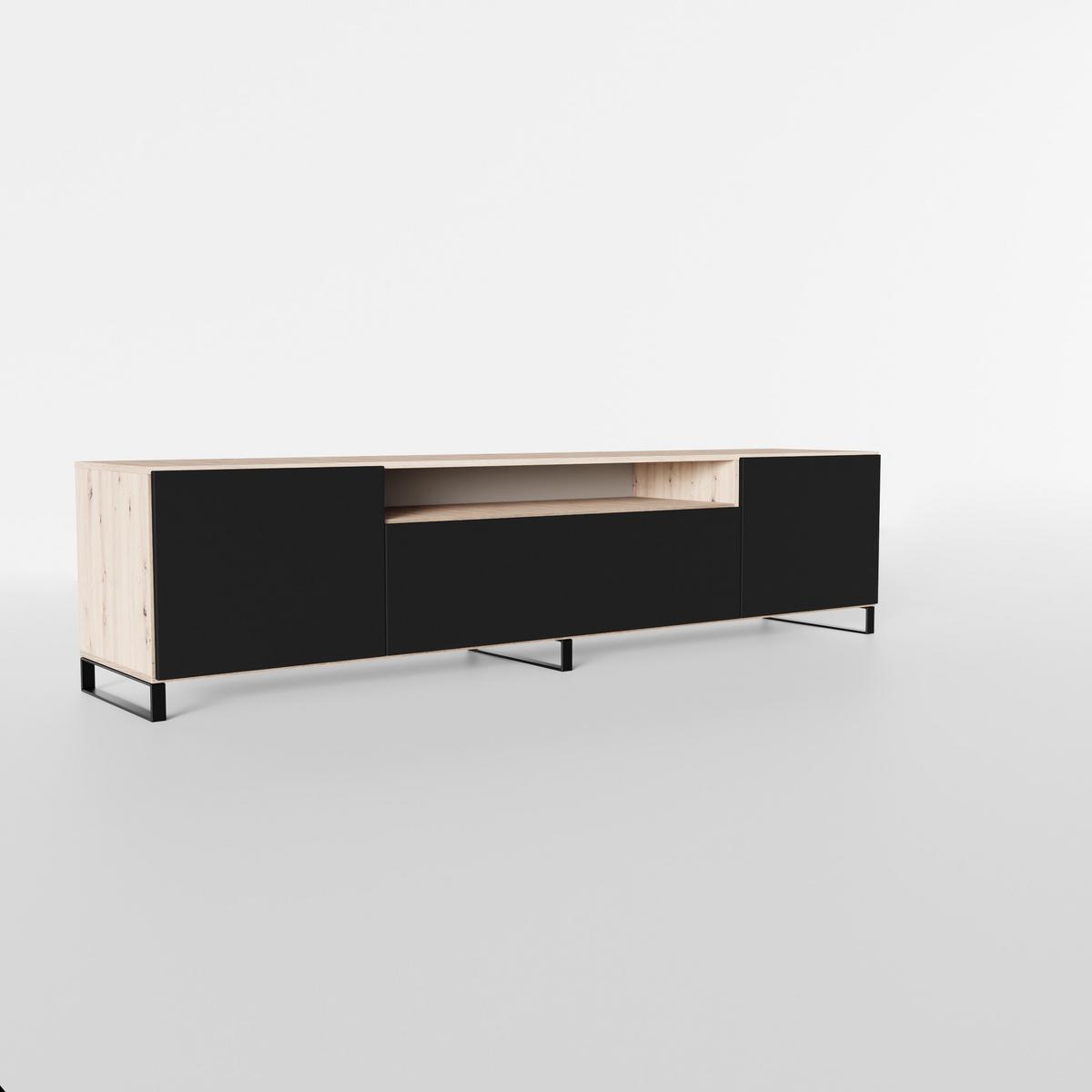 LOWBOARD MIVO 200/41/40 cm, Stand-TV-Schrank Eiche Artisan - Schwarz/Eiche Artisan, Holzwerkstoff (200/41/40cm) - MASSENO