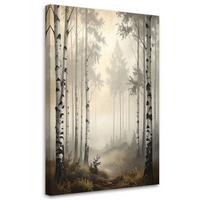 BILD auf Leinwand, Bäume Birkenwald Landschaft Landschaft - Weiß, Textil (70/100cm) - Feeby