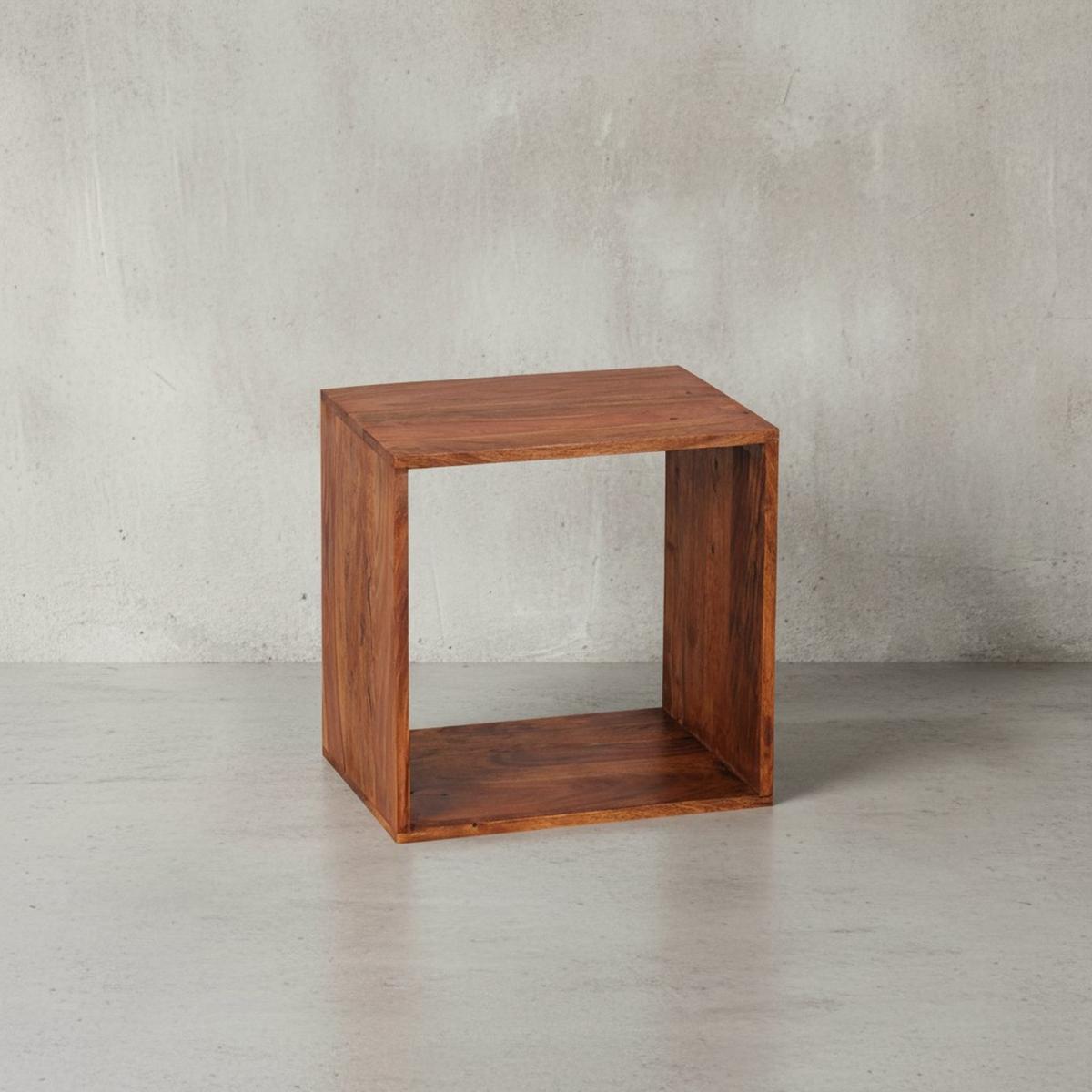 BEISTELLTISCH Massivholz Regalform Cube NAKO, Braun 43x33x43 cm - Braun, Holz (33/43/43cm) - KADIMA DESIGN