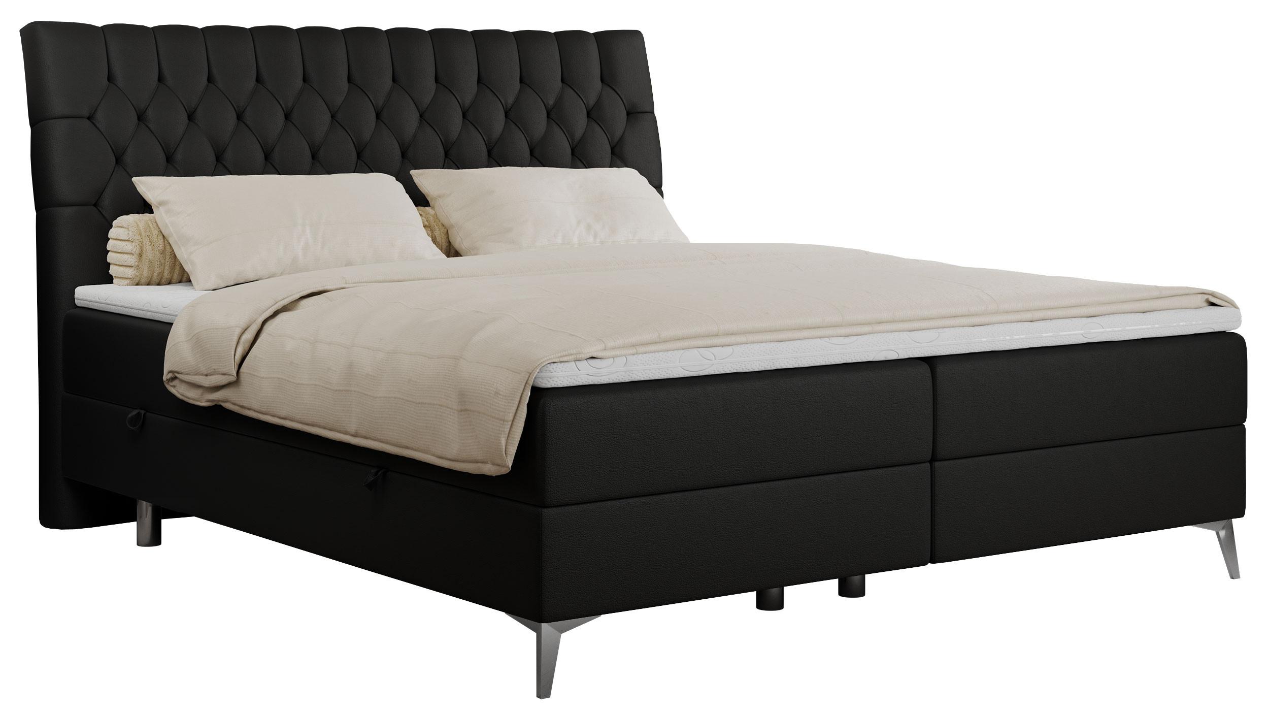 BOXBETT MILEN 120/200 Schwarz Kunstleder - H3 - Schwarz, Holz/Textil (120/200cm) - MKS