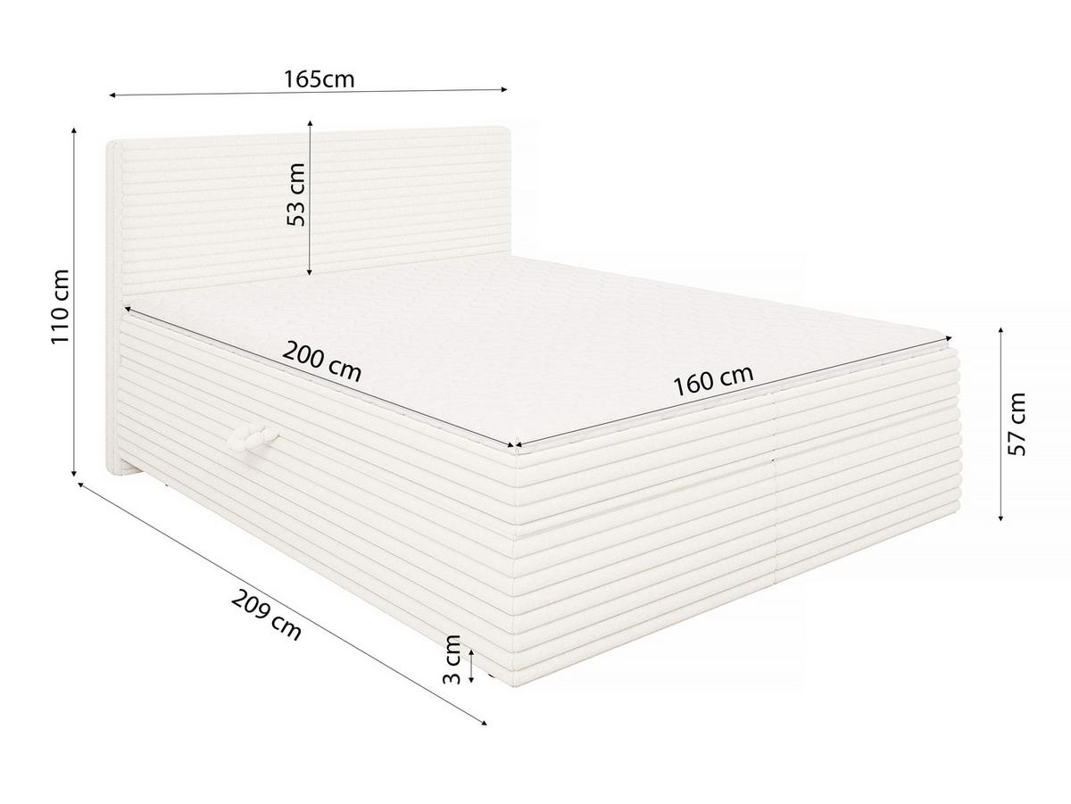 BOXBETT Roma 160/200 cm Hellbeige Plüschcord - Beige/Schwarz, Holz/Kunststoff (160/200cm) - S-Style