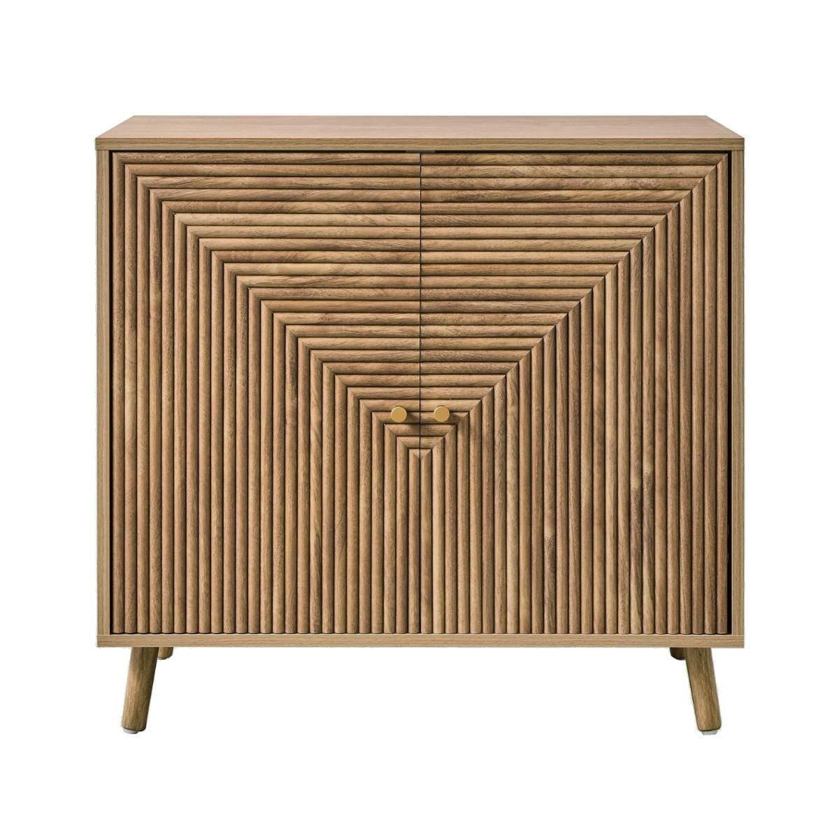 SIDEBOARD 2 Türen in Lamellenoptik in L-Form Eden 80/39/75 cm - Eschefarben, Holzwerkstoff (39/75/47cm) - Calicosy