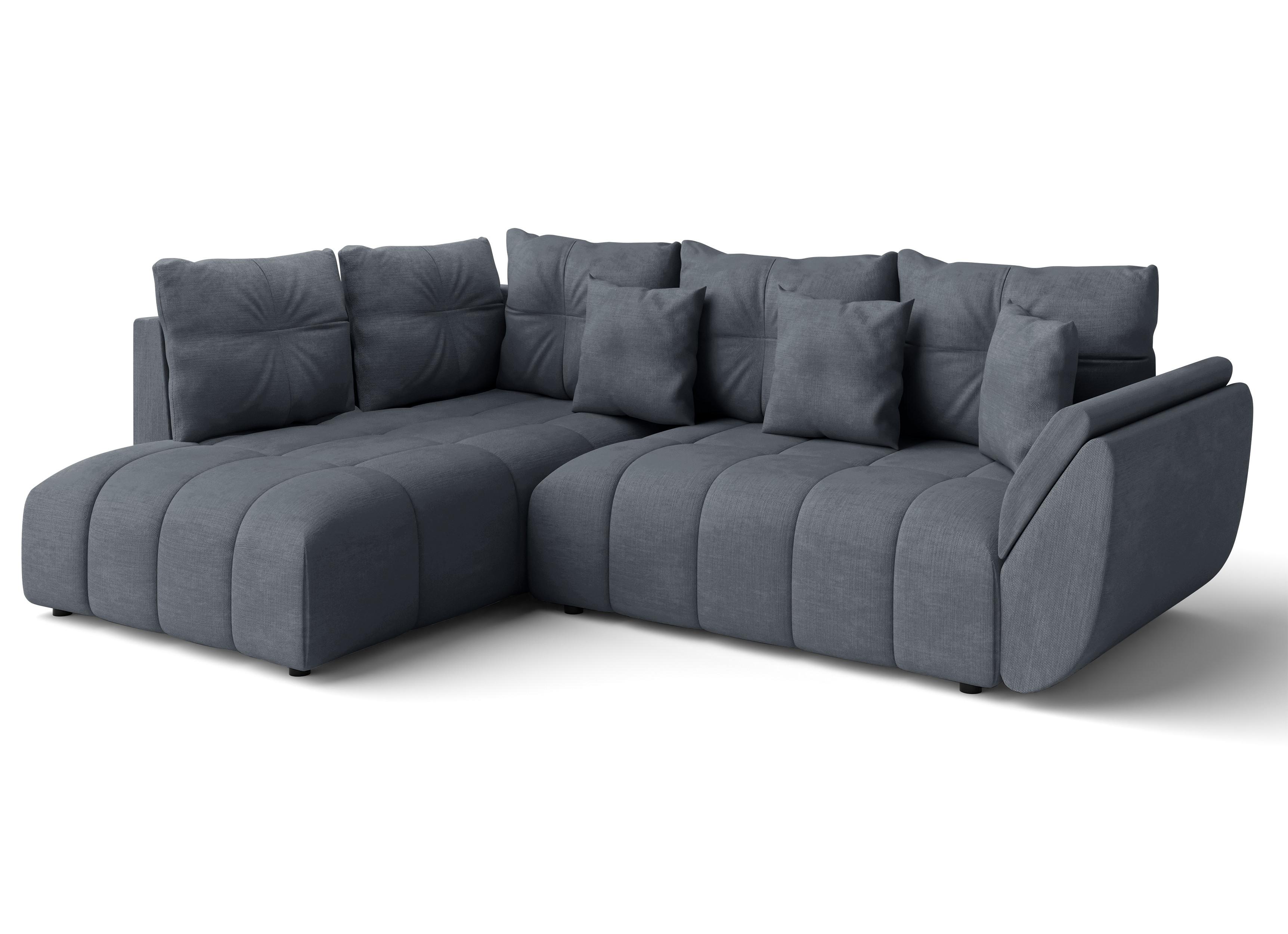ECKSOFA L Form Corleone Grau 268/192/96 cm mit Schlaffunktion - Schwarz/Grau, Kunststoff/Textil (268/192cm) - AX Living
