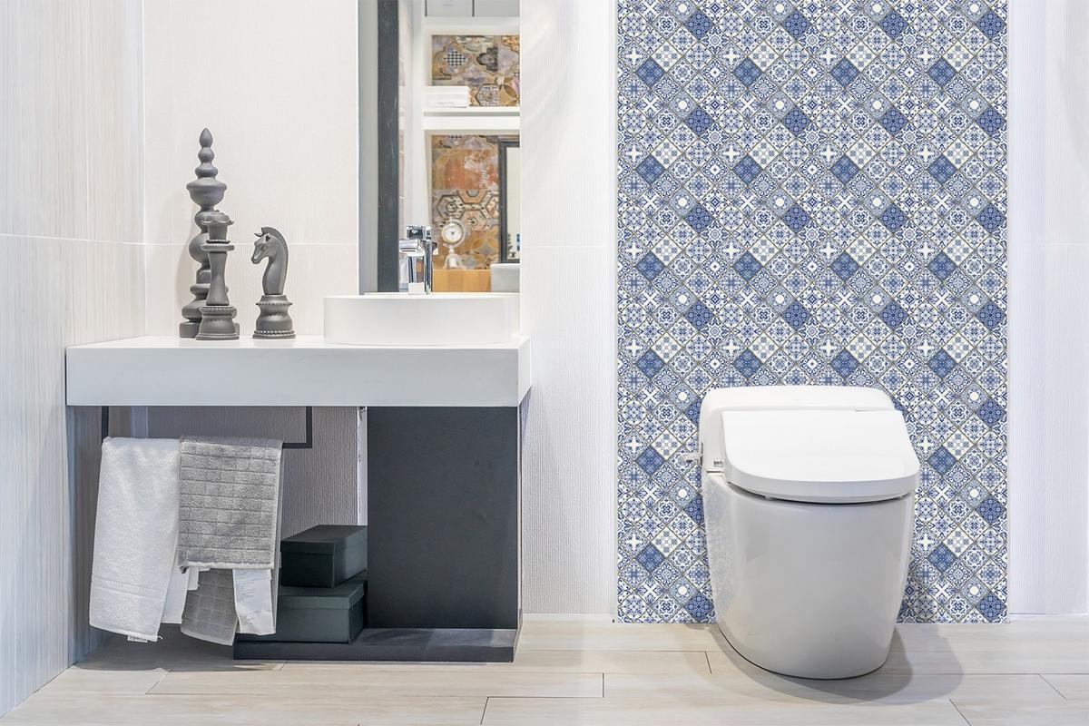 SELBSTKLEBENDES WANDPANEL 100x50 cm - Portugiesisches Muster - Blau, Textil (100/1.6/50cm) - TULUP