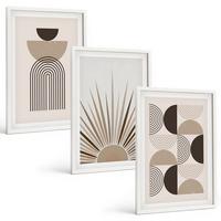 BILDER SET 3er Set - 40x60 cm Weißer Rahmen - Abstrakte Formen beige braun - Weiß, Kunststoff (40/60cm) - TULUP