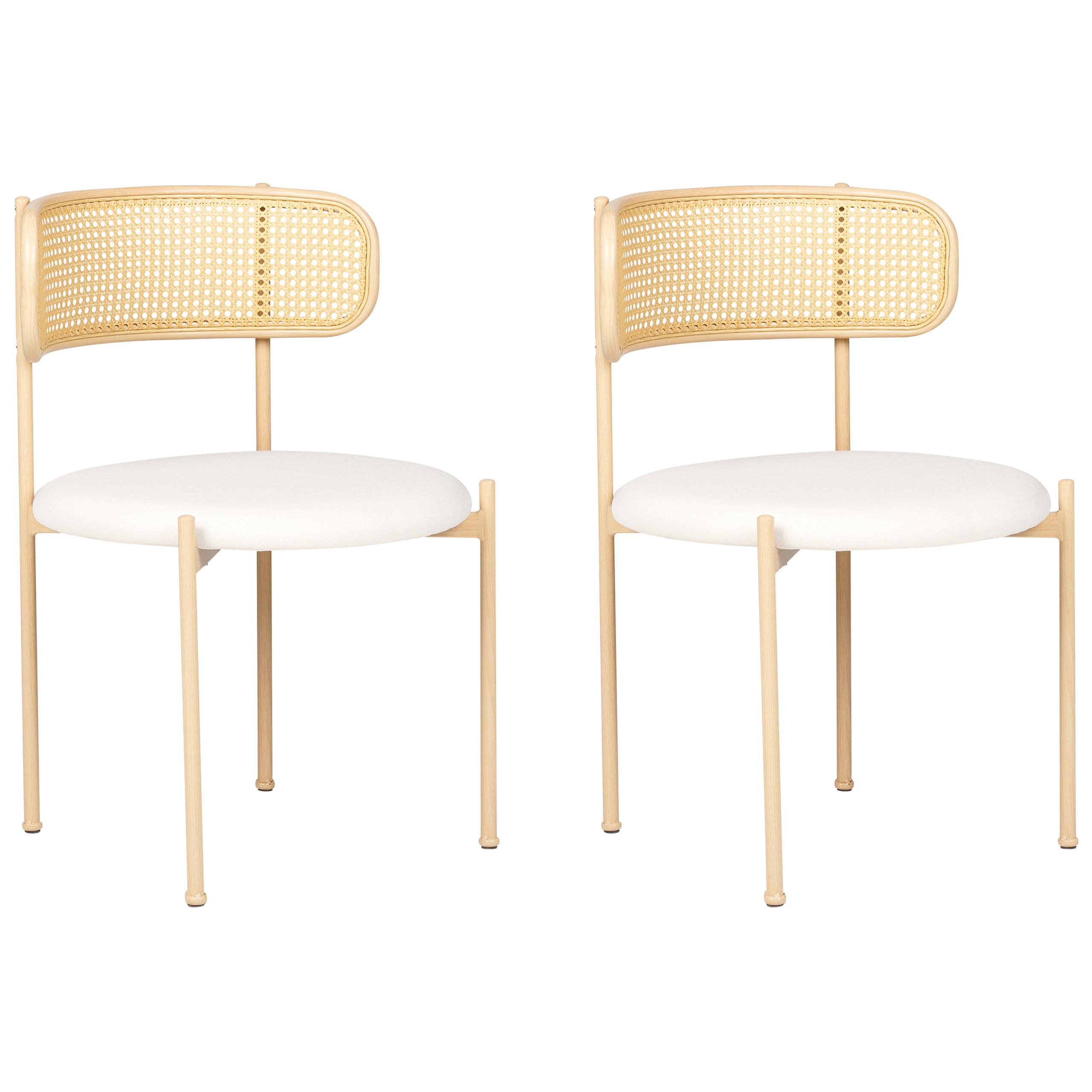 ESSZIMMERSTUHL 2er-Set Metall heller Holzfarbton/creme Andover - Hellbraun/Beige, Metall (50/75/50cm) - Beliani