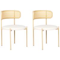 ESSZIMMERSTUHL 2er-Set Metall heller Holzfarbton/creme Andover - Hellbraun/Beige, Metall (50/75/50cm) - Beliani