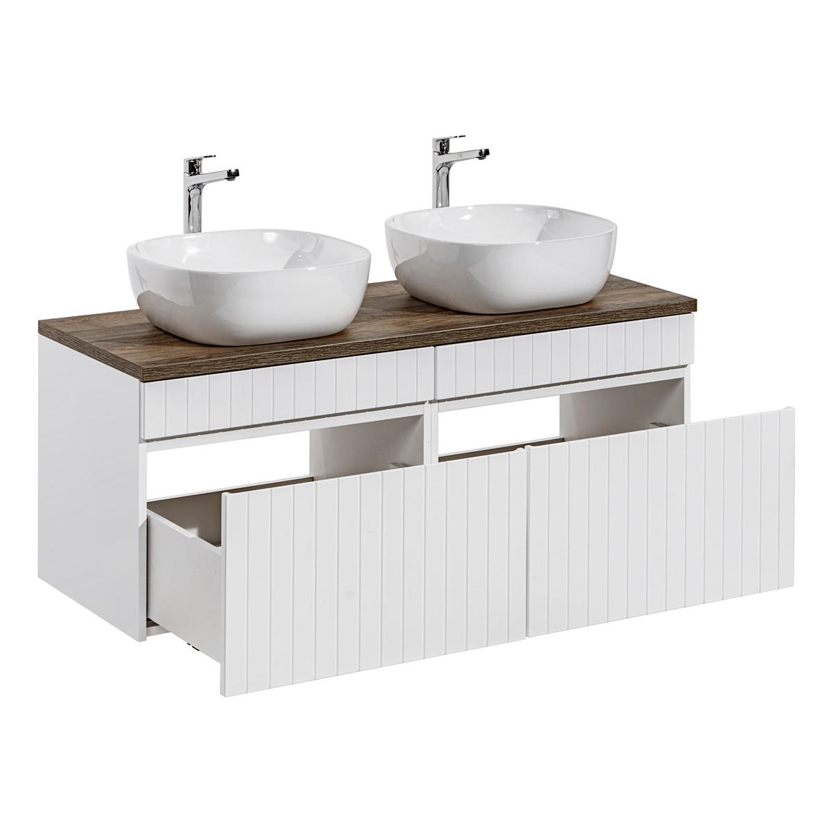 BADMÖBEL 120cm Zelie 2er-Set Weiß - Weiß, Holzwerkstoff (120/48/46cm) - Petits-meubles