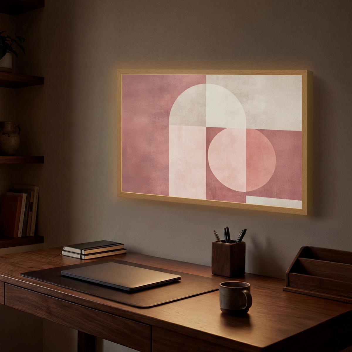 WANDLEUCHTE MIT AKKU Figuren - Abstrakt - Rosa 60x40 cm - Altrosa, Holzwerkstoff (60/40/8cm) - OnlyWow