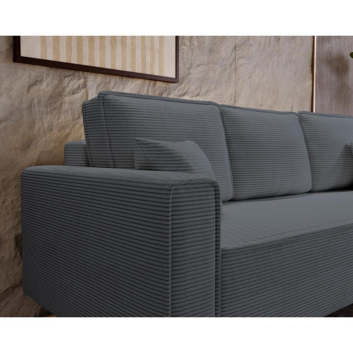 3-SITZER SOFA Monte mit Schlaffunktion dunkelgrau - Dunkelgrau, Textil (225/73/95cm) - Beautysofa