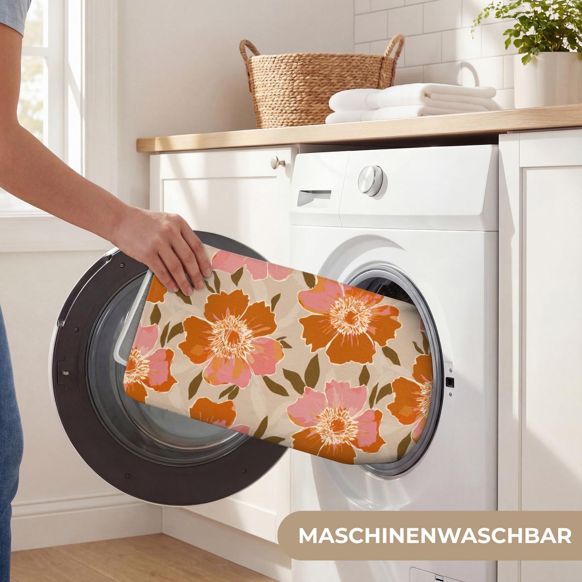 BADEMATTE Blumen - Motiv - Retro 90x60 cm - Multicolor, Textil (90/60cm) - OnlyWow