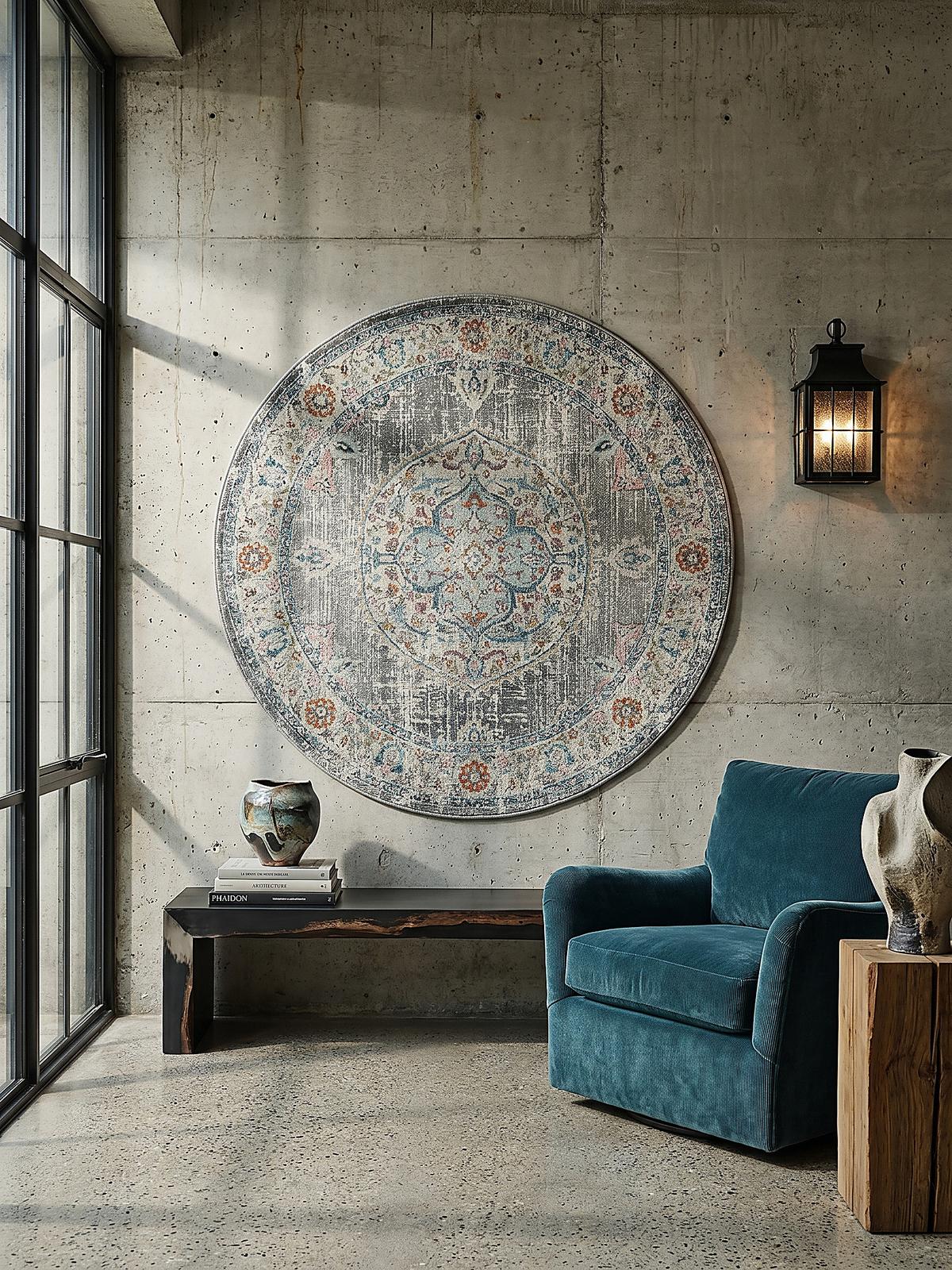 TEPPICH Outdoor Orientalisch LIMMAT Polypropylen Grau 120 x 120 cm - Grau, Textil (120/120cm) - KADIMA DESIGN