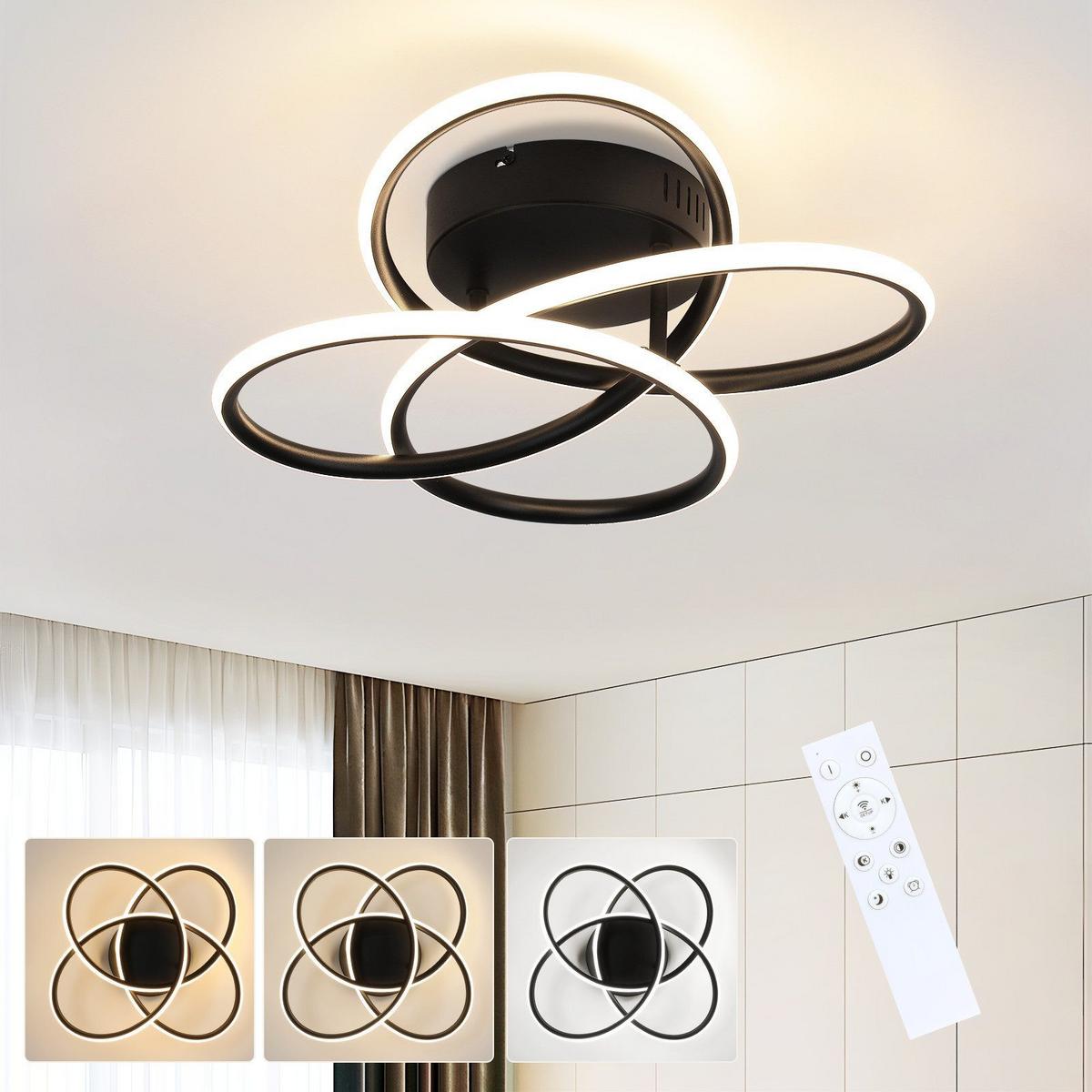 LED-DECKENLEUCHTE Mackerley 33/36/14cm - Schwarz, Metall (36/33/14cm) - Nettlife