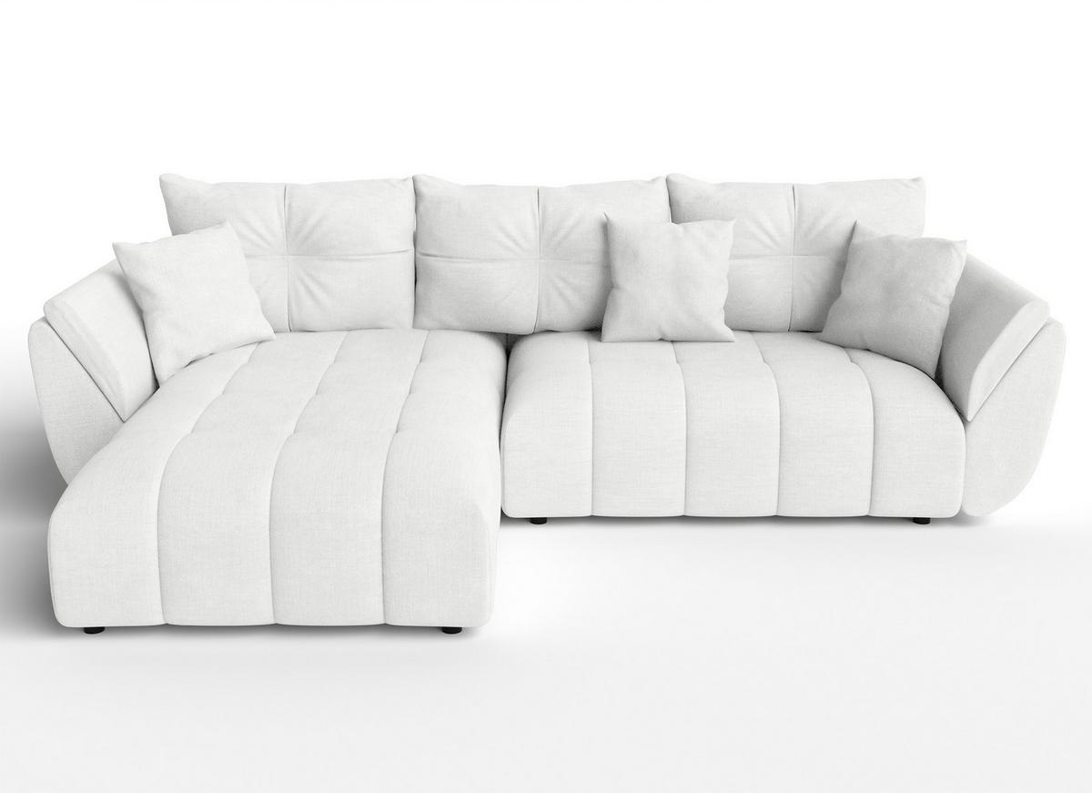 ECKSOFA L Form Verciani Weiß 280/190/91 cm mit Schlaffunktion - Schwarz/Weiß, Kunststoff/Textil (280/190cm) - AX Living