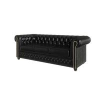CHESTERFIELD-SOFA 3-sitzer mit Schlaffunktion Morin Schwarz vegan Leder - Schwarz/Braun, Holz/Textil (203/72/86cm) - S-Style Möbel