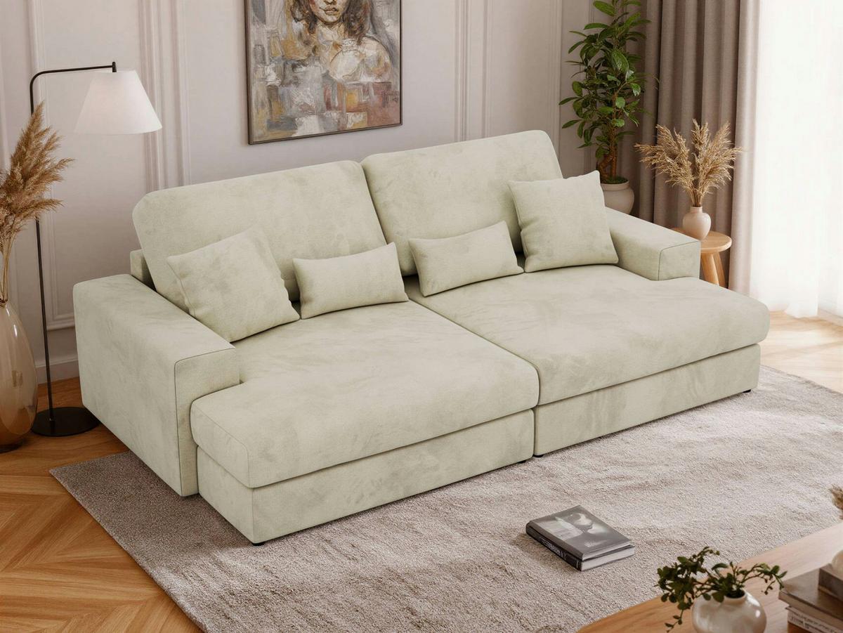 3-SITZER SOFA ANERO - Beige Velvet - Beige/Schwarz, Kunststoff/Textil (292/107/163cm) - MKS