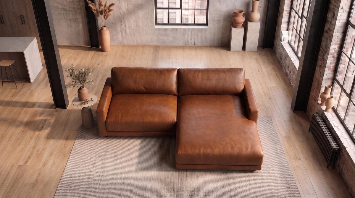 ECKSOFA MARLIN Braun Lederfaserstoff - Schwarz/Braun, Leder/Kunststoff (168/262cm) - KAWOLA