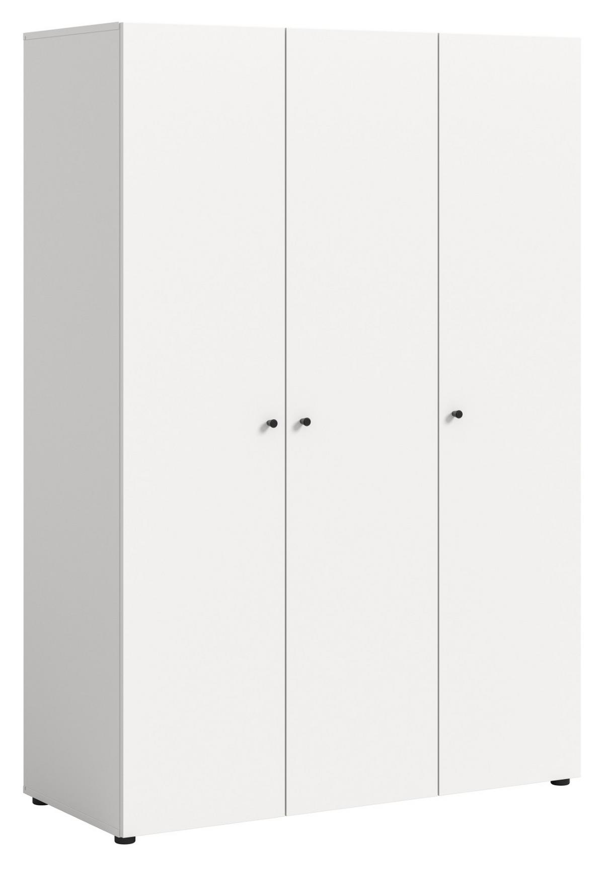 KLEIDERSCHRANK weiß 3-türig 120 cm, Drehtürenschrank mit Kleiderstange - Schwarz/Weiß, Holzwerkstoff/Kunststoff (120/176/51cm) - Inn.Furn
