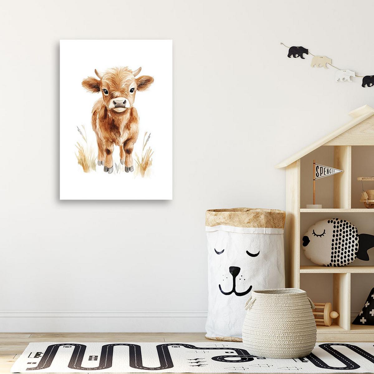 LEINWANDBILD Wandbild modern Kuh Tiere 80x120cm - Multicolor, Textil (80/120cm) - Feeby