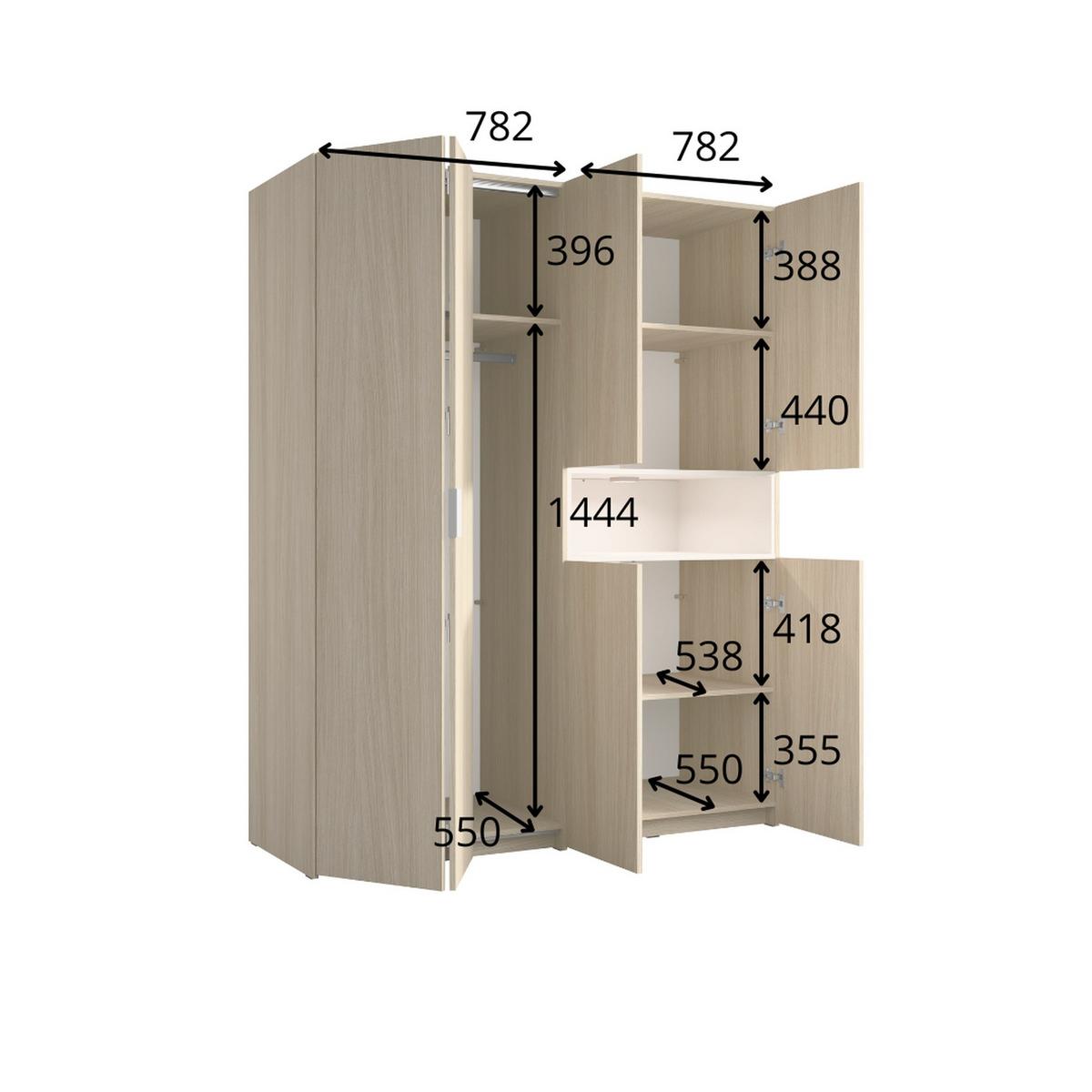 KLEIDERSCHRANK Barista Oak, Wüstensand 161/202/58 - Eichefarben, Holzwerkstoff (161/202/58cm) - RAUMHIRSCH FURNITURE