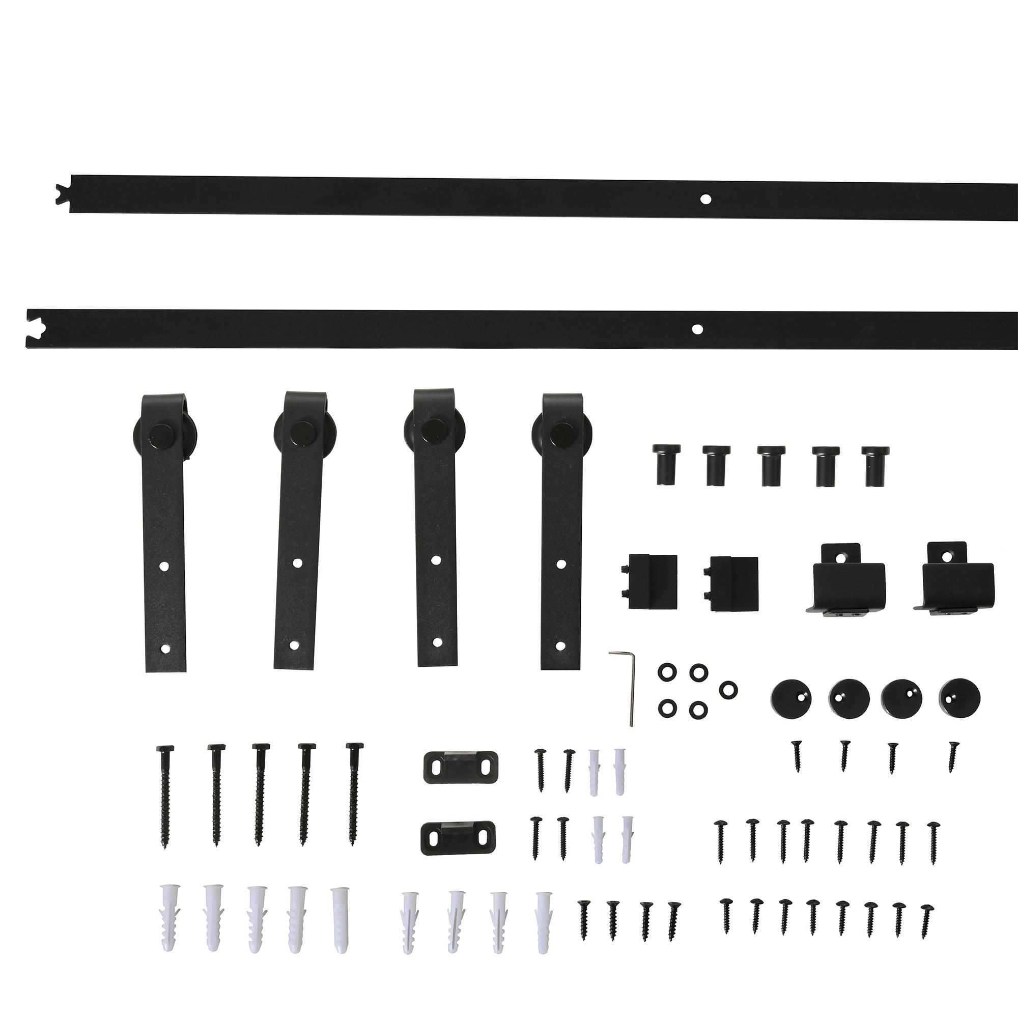 SCHIEBETÜRSYSTEM - Schwarz, Metall (0.6/18/183cm) - HOMCOM