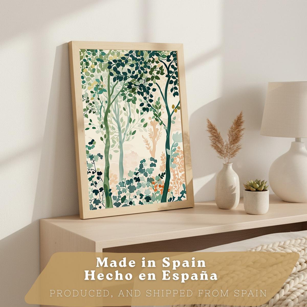 POSTER 3er-Set Wandbilder Floral Bäume modern Wohnzimmer Deko, Schlafzimmer, Küche, Badezimmer Leichter Holzrahmen A3 - Beige, Papier (29.7/1/42cm) - Nacnic