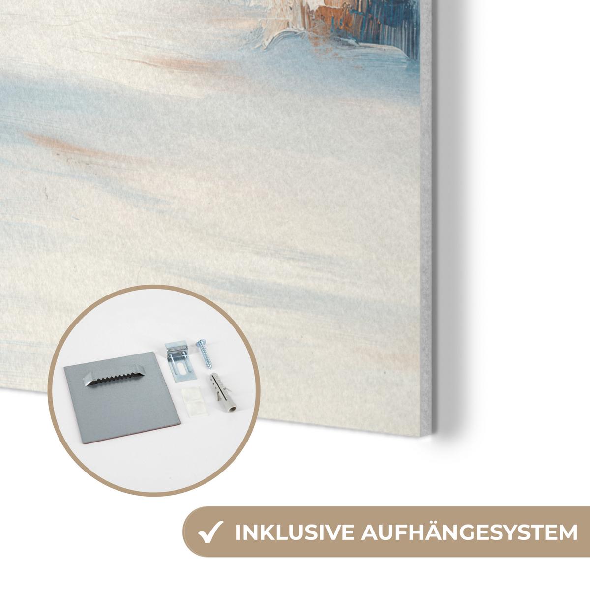 AKUSTIKBILD Wald - Winter - Natur - Abstrakt - Schnee Kunstdruck Schlafzimmer 50x70 cm - Weiß, Kunststoff (50/70/0.9cm) - MuchoWow