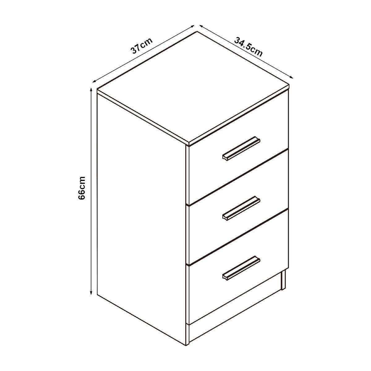 NACHTTISCH Aurdal - Schwarz Hochglanz/Schwarz, Holzwerkstoff (37/66/34.5cm) - [en.casa]