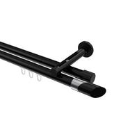 GARDINENSTANGE INNENLAUF Siteno Verano 120 cm, 2-läufig, 20 mm Ø Schwarz - Chromfarben/Schwarz, Metall (120cm) - INTERDECO