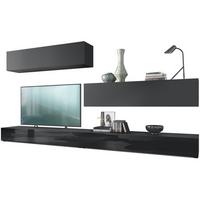 WOHNWAND Nublo Klappen in Schwarz matt - Schwarz, Holzwerkstoff (279/147/39cm) - Vladon