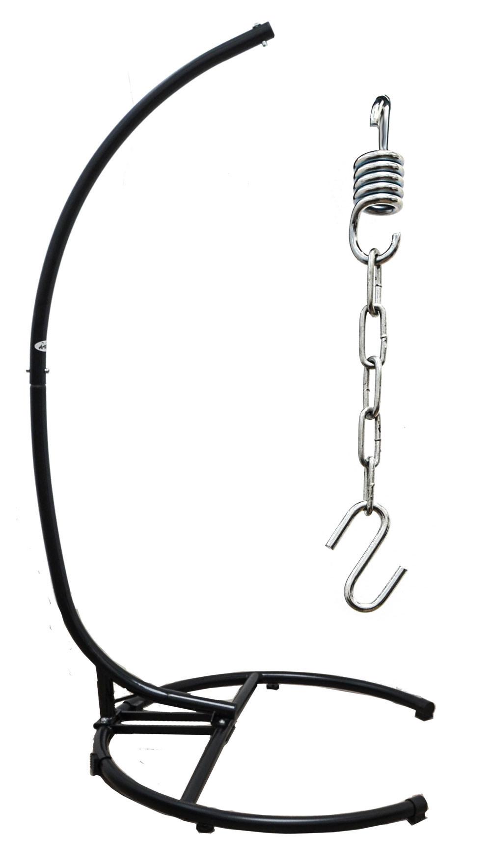 XL-HÄNGESESSEL-GESTELL bis 150kg, 215cm, Schwarz - Schwarz, Metall (125/110/210cm) - Amanka